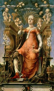 The Muse Thalia (Ceres Enthroned) (زيت ، درجة حرارة ، خشب) بواسطة ميشيل بانونيو